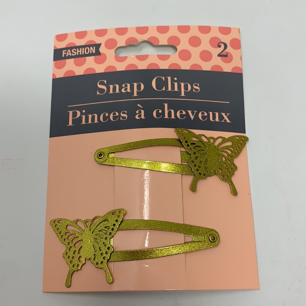 2 butterfly hair snap clips accessories new gold - Picture 1 of 8